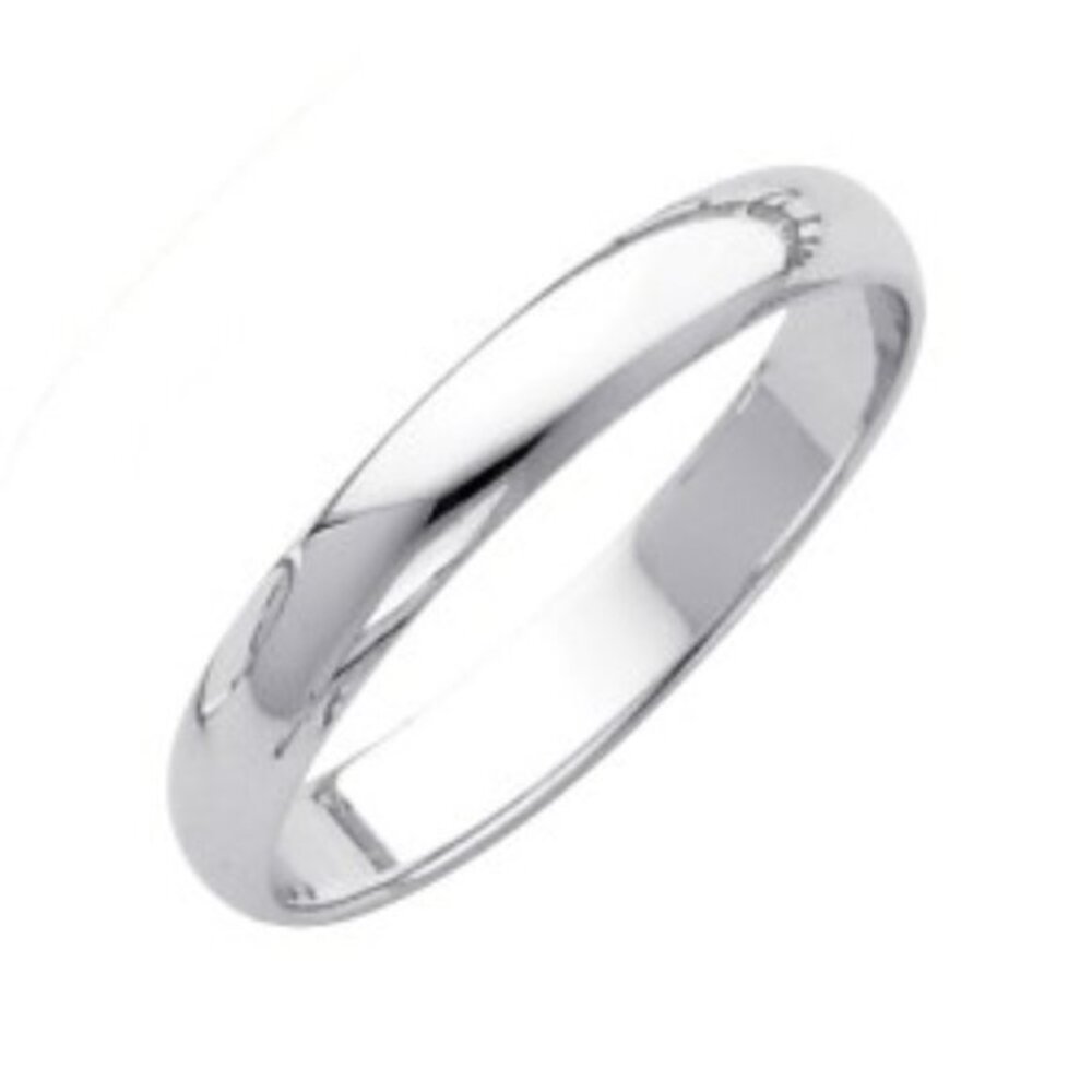 3mm 14k White Gold plain Wedding Band size 4